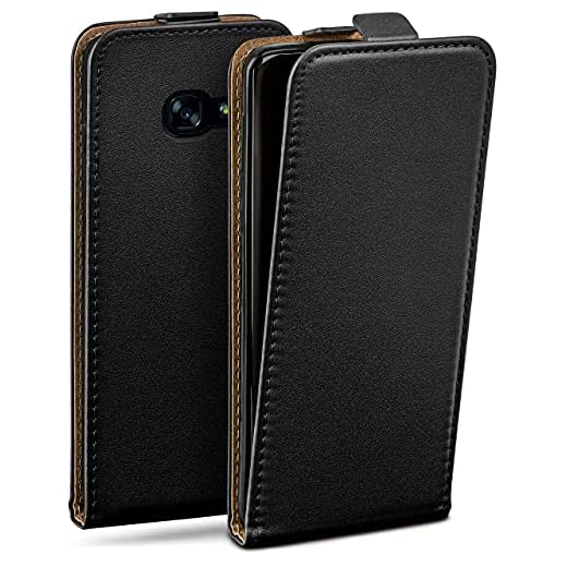 moex Flip Case für Samsung Galaxy A5 (2017) Hülle klappbar mit 360 Grad Schutz, Handyhülle mit Displayschutz, PU Leder Handytasche Lederhülle, Flip Case Cover Klapphülle, Schwarz