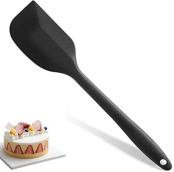 Wanbasion 10.8 Inch 600F Black Heat Resistant Silicone Spatula, Kitchen Silicone Spatula for Cooking, Dishwasher Safe Rubber Spatula for Baking Cake Pancake