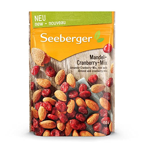 Seeberger - Seeberger Amandes-Cranberry-Mix : Amandes grillées croquantes et cranberries fruitées - idéales pour un snack et à emporter - séchées et non soufrées, vegan (1 x 150 g)