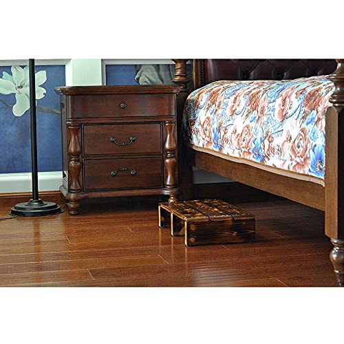 Ecrocy Wood Bed Side Step Indoor & Outdoor Mobility Step For Seniors, Toddlers,Pets And More - 19.7" L X 11.8" W X 4.3" H(Carbonization Color) #TOP2