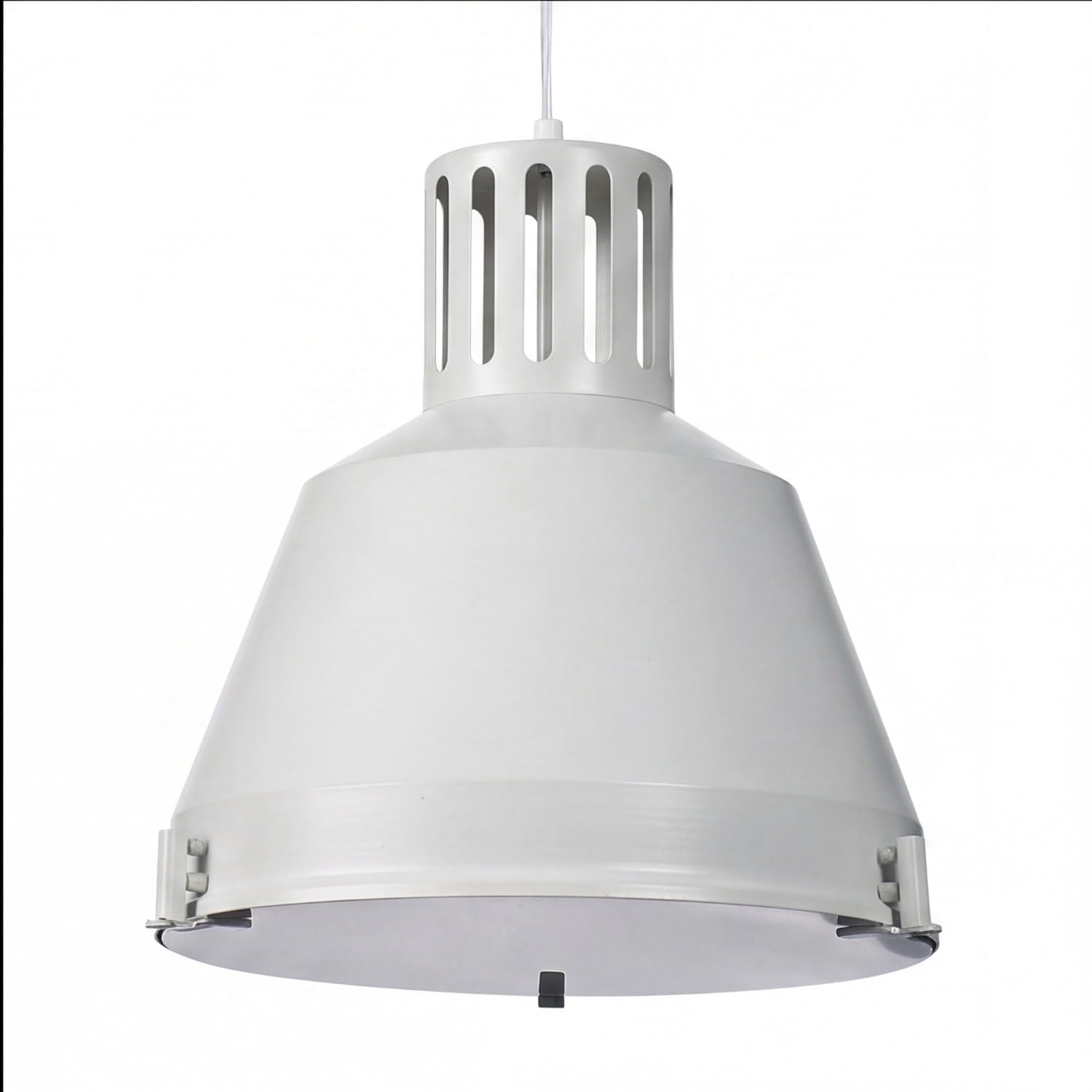 Licht-Erlebnisse Design Pendellampe Weiß E27 Milchglas INDUSTRIAL Ø33cm Made in EU Hängeleuchte Esstisch Wohnzimmer