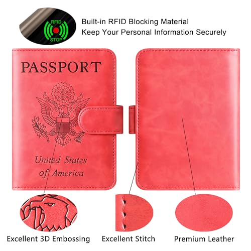 Image of Passport Holder for Travel Essentials, Passport Cover, Rfid Blocking Wallet | Travel Wallet, Leather, Passport Case, Travel Accessories, Vacation Luggage Must Haves, for Men Women