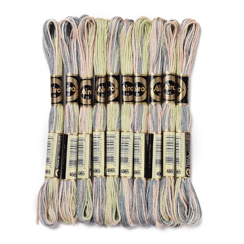 Image of FASHEWELRY 10 Skeins Embroidery Floss Thread 0.5mm Dyed Cross Stitch Floss 6-Ply Friendship Bracelet String for Jewelry Making Bracelets Sewing Knitting Stitching Craft DIY (Dark Sea Green)