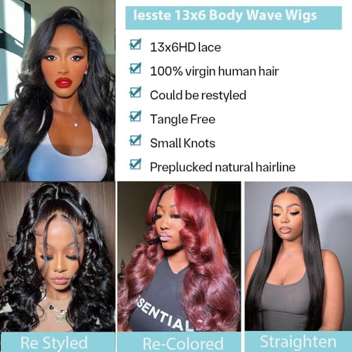 Body Wave Lace Front Wigs Human Hair Pre Plucked 13x6 HD Transparent Lace Frontal Wigs Human Hair180% Density 28 Inch Glueless Wigs Human Hair with Baby Hair for Women - Image 5