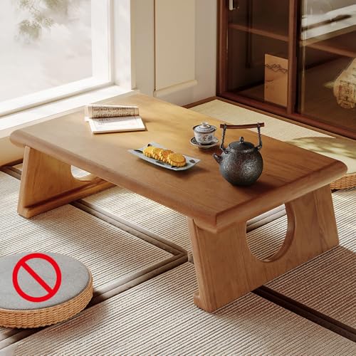 WYTTDBD 折りたたみ ローテーブル 無垢材 おしゃれ コーヒーテーブル 引き出し収納付き 60cm/70cm幅 高さ40cm 耐荷重50kg 和風 リビング センター サイド 和室 座卓 一人 単層-ナチュラル色 70x40x30cm