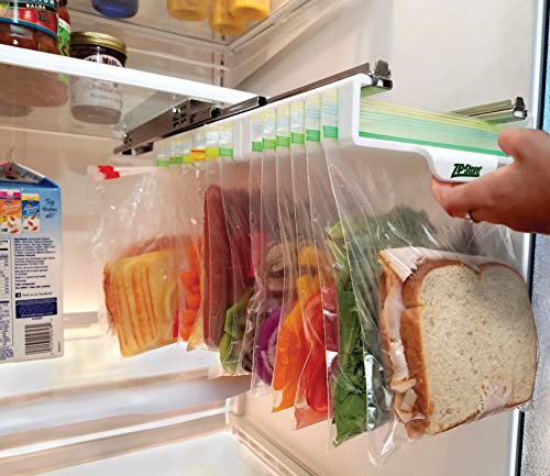 Zip n Store - Your Refrigerator Organizer - Zip lock Bags Easy Fridge Organizer - Organizes 12 Bags, Perfect For Leftovers, Easy To See & Install, Access Food, Quick Access Slide Track - Mid-Size