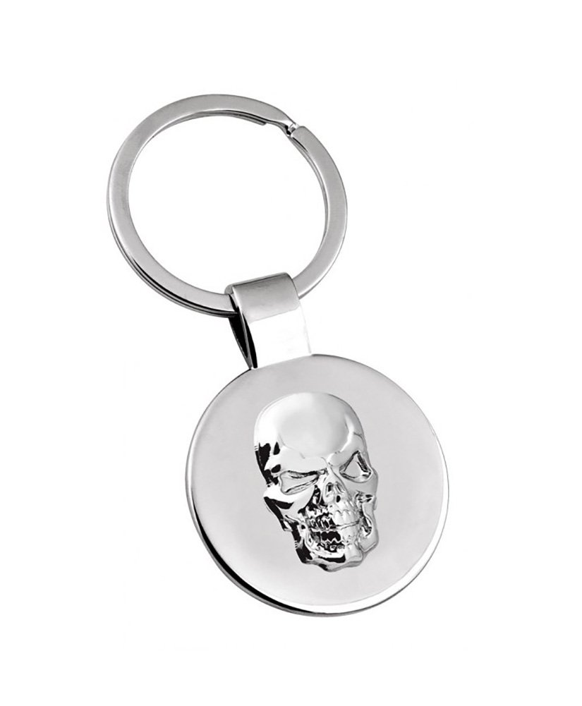 Eio Gifts Women's Silver Personalised Skull Design Keyring / Keychain - Engraved With Your Custom Text