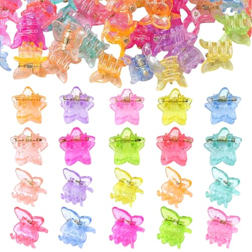 VONJUMA 40 Pezzi Fermaglio Per Capelli A Farfalla E Stella Piccolo Con Farfalla E Stella Mini Fermagli Per Capelli A Forma Di Farfalla Per Bambini E Donne