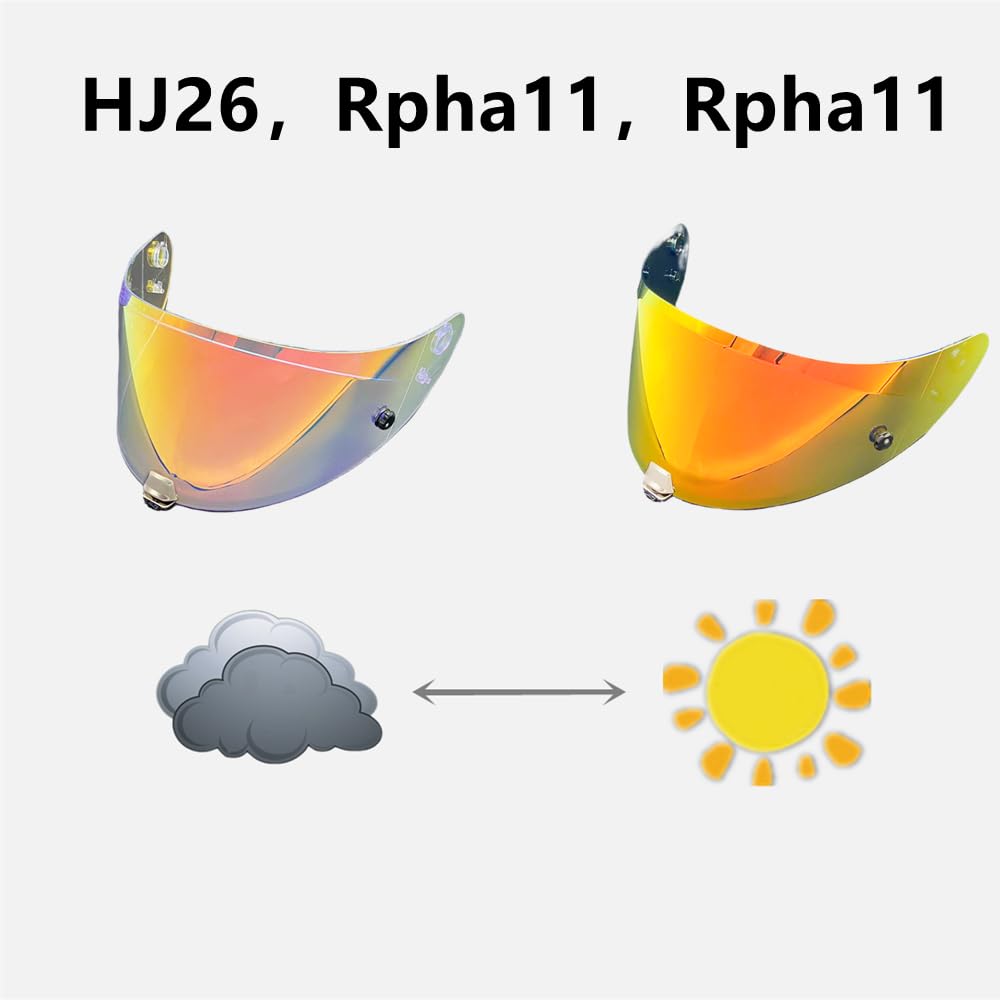 ZQIYDYP HJ-26 Photochromic Visor Replacement for HJC RPHA70 RPHA11 Motorcycle Helmets (Photochromic Revo Red)