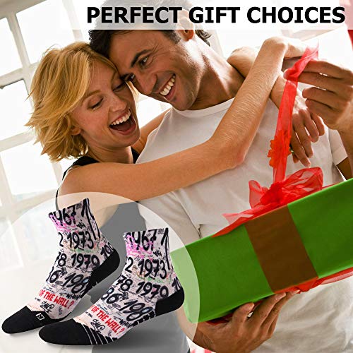 HUSO Running Socks Mens Womens Novelty Funny Colorful Print Anti-blister Athletic Sports Quarter Socks 1,3,4,7 Pairs 6