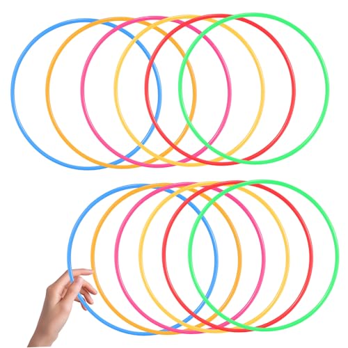 GANAZONO 12 Pcs Ring Toss Toy Carnival Game Plastic Rings 22cm for Outdoor Activities Family Fun Agility Training