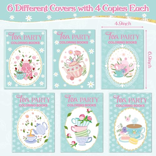 Image of Tea Party Coloring Books for Kids 48Pcs Bulk Tea Time Themed Mini Coloring Booklet DIY Art Drawing Book with Teapots Cups for Toddlers Kids Classroom Birthday Party Favors Goodie Bag Filler