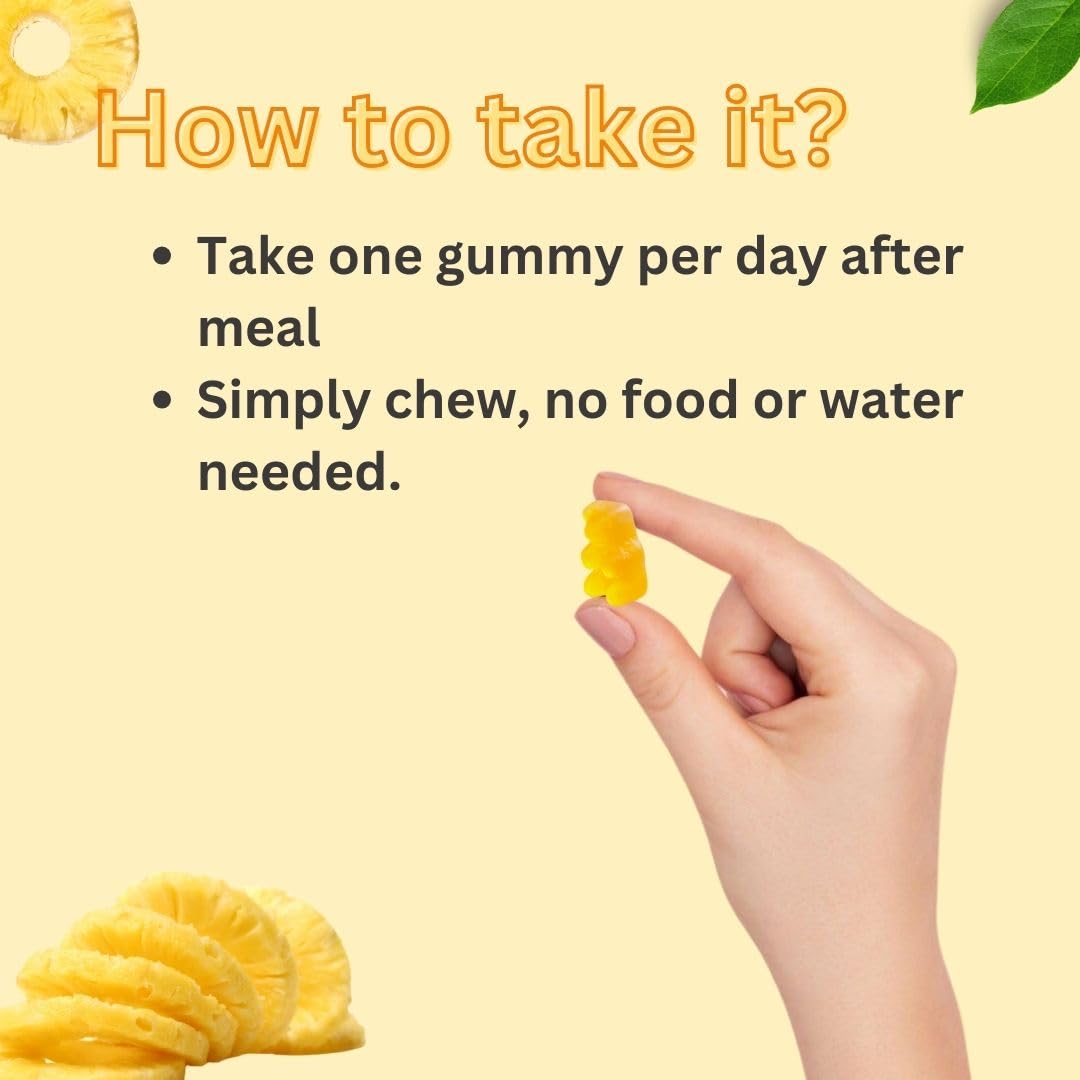 Calcium & Vitamin D Gummies for Men, Women & Kids | Bone & Teeth Health | Tasty Chewable Supplement | 100% Vegetarian | Pineapple Flavour | 30 Gummies — Amazon image 5
