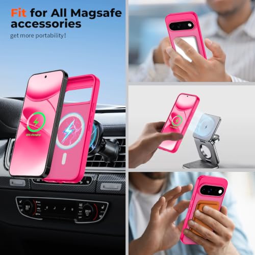 Image of SUPFINE Magnetic for Google Pixel 11 Pro XL Case - Hot Pink | With Screen Protector,Translucent Matte,Built-in Magnets,Military Grade Drop Protection,Shockproof Phone Cover