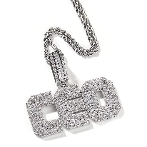 Collier avec nom personnalisé pour homme avec chaîne de tennis en diamant Iced Out Hip Hop