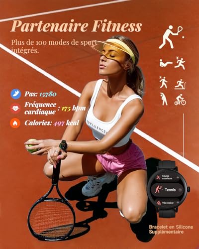 Montre connectée sport double bracelet compatible Android iOS noir TOOBUR - 3