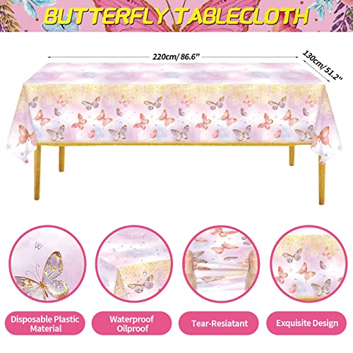 Butterfly Birthday Party Decorations Girls - 133Pcs Butterfly Party Supplies, Balloon Arch/ Garland Kit, Butterfly Backdrop, Tablecloth, Latex Balloons, Butterfly Balloons, 3D Butterfly Wall Decors #TOP3