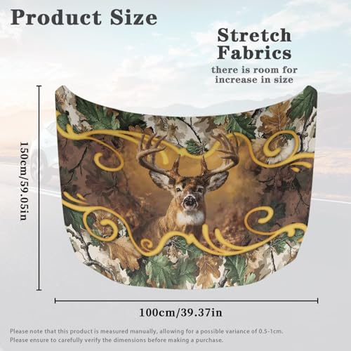 Image of Car Hood Cover All-Season Protection Deer Print Car Hood Cover Protector Stretch Polyester Fabric Covers Removable Automotive Accessories Ft Fits Most Cars
