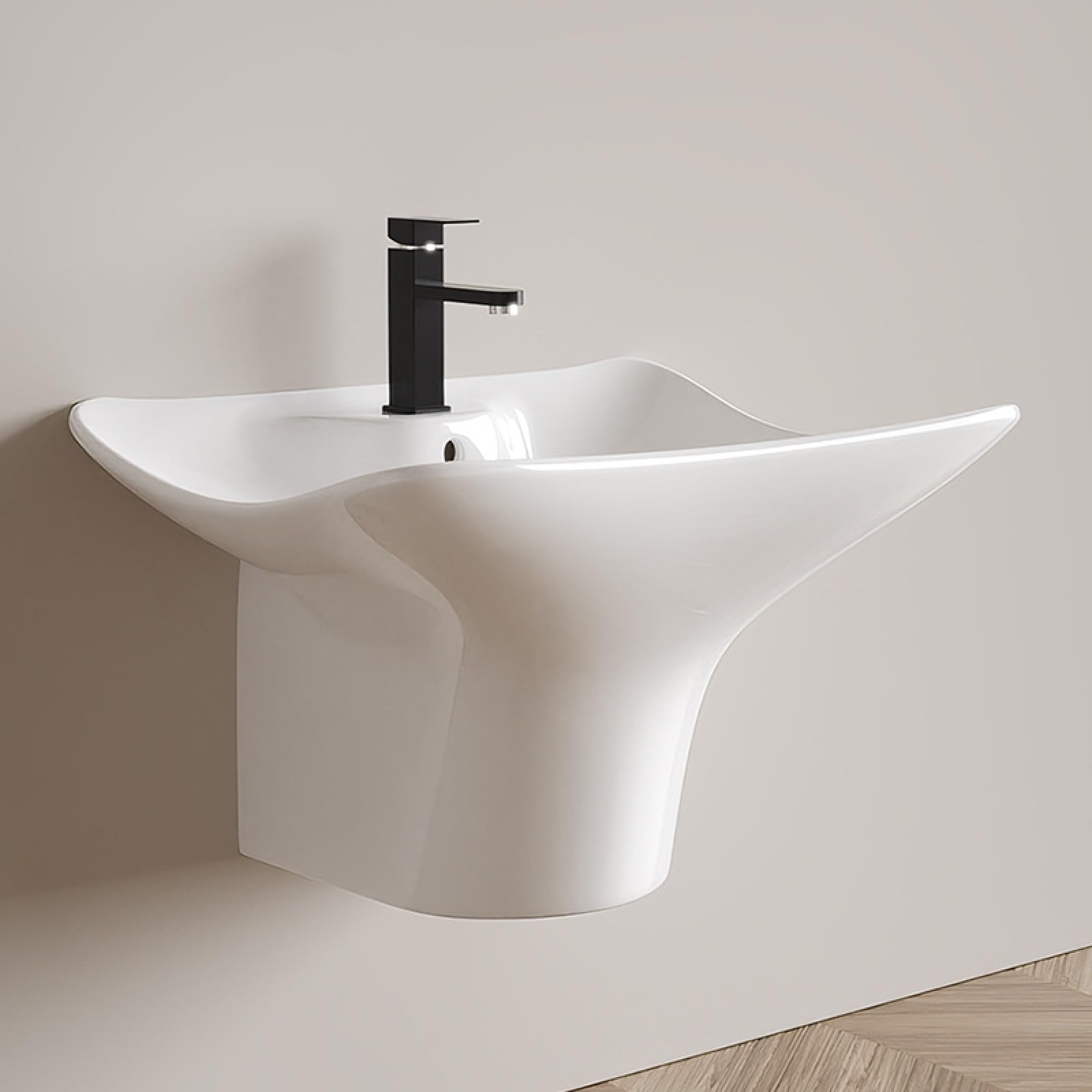 Lavabo de baño pequeño para ahorrar espacio en aseos con poca luz 1
