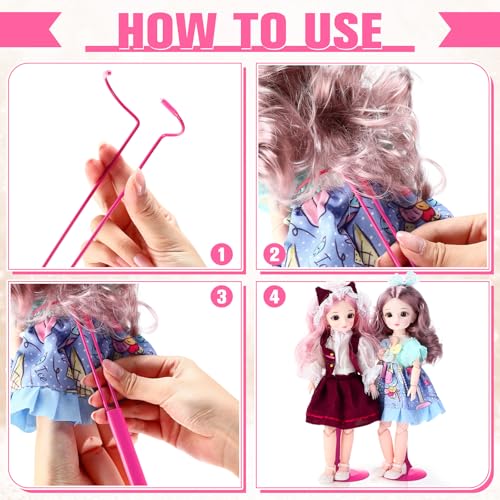 Image of Yaocom 6 Pcs Adjustable Doll Stands for 12 Inch to 18 Inch Dolls Display Stand with Expandable Waist Wire Action Figure Display(Rose Red)