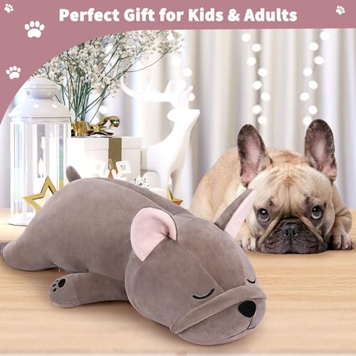Image of Auspicious beginning 30'' Giant French Bulldog Plush Stuffed Animal- French Bulldog Dog Plush Pillow Plushies, Large Sleeping Body Pillow Dog Plushie Toy, Christams Birthday Gifts for Kids Girls Boys