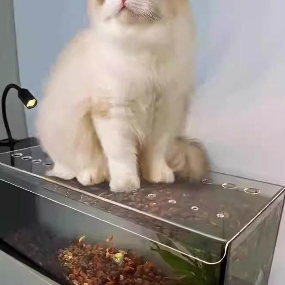 Rygcrud Custom Square Fish Tank Lid Cover, Aquarium Anti-Jumping Hood with Air Hole, Acrylic Clear Panel, Avoid Cat Catching Fish(100x50x2.5cm)