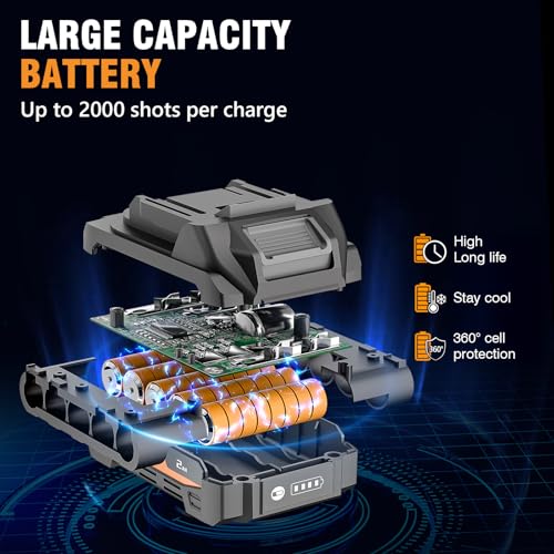 Alloyman 2 in 1 Cordless Brad Nailer/Electric Stapler with 2.0Ah Battery and Charger,1000pcs Nails and 500pcs Staples Included for Home Improvement & Woodworking thumbnail 6