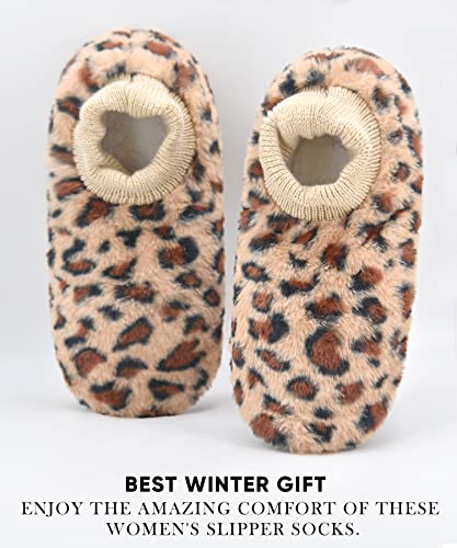 Image of DICUIRD Womens Thick & Warm Slipper Socks with Grippers - Christmas House Slippers