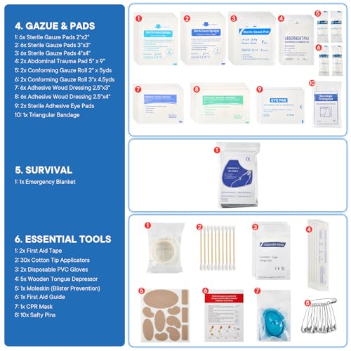 Image of PUMIER First Aid Kit Refill Supplies - 324 Pieces Emergency Medical Bag First Aid Supplies - 50-Person First Aid Kit for Home, Car, Businesses, School, Office, Restaurant, Worksite