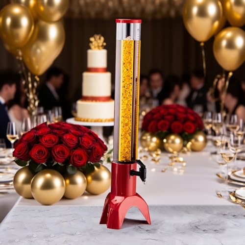 Spillatore Birra da Casa Torre di Mimosa Alta con Linee di Scala, Frigorifero Luminoso per Bevande, Mantiene Fresche e Refrigerate, Dispenser di Birra a Forma di Giraffa per Ristoranti/ Pub/ Picnic/ F