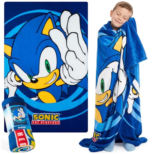 Get trend Sonic The Hedgehog Throw Blanket for Kids 39x59 in Soft Warm Vibrant Fleece Throw for Couch Bed Cozy Travel Blanket Gamer Gifts for Boys