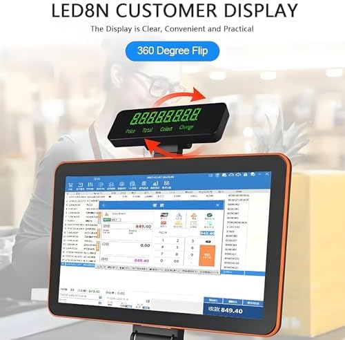 15.6" Touch Screen POS System with Built-in 58mm Printer, Cash Register & Keyboard, Complete Point of Sale Solution for Business, Retail & Restaurant