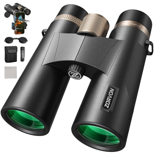 10x42 HD Binoculars for Adults, High Powered Binoculars with BAK4 Prism and Low Light Vision, Waterproof Binoculars with Large Eyepiece for Bird Watching, Hunting, Wildlife Viewing, Hiking, Travel