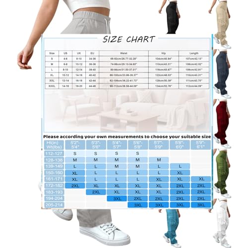 Cargo Pants for Women High Waist Baggy Casual Parachute Hiking Trousers Loose Fit Y2K Streetwear with Multi Pockets4