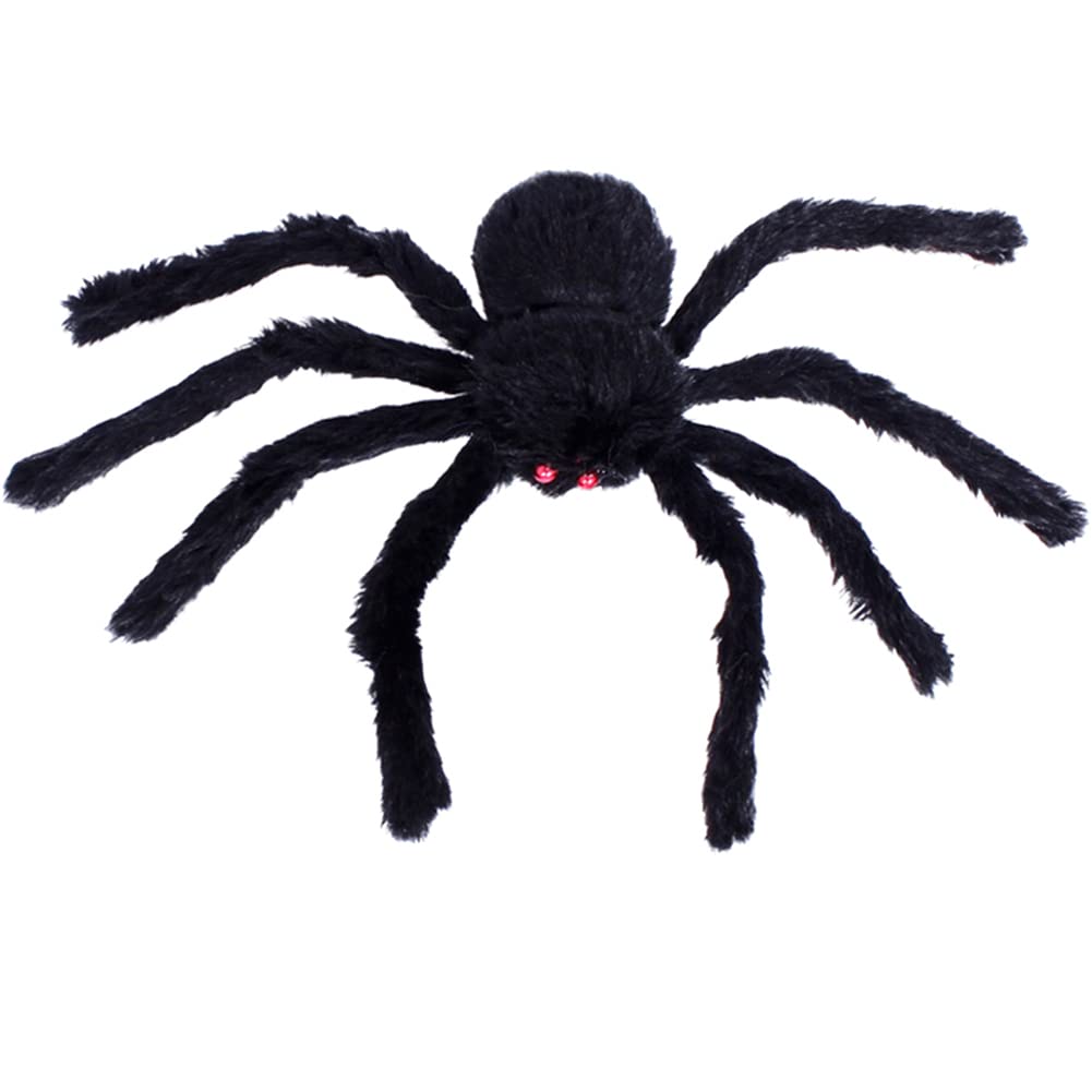 Monwssoe Halloween Decor, 1PC Halloween Scary Giant Spider Large Black Hairy Spider Creepy Props For Outdoor Decor Yard Decorations(30CM Black)