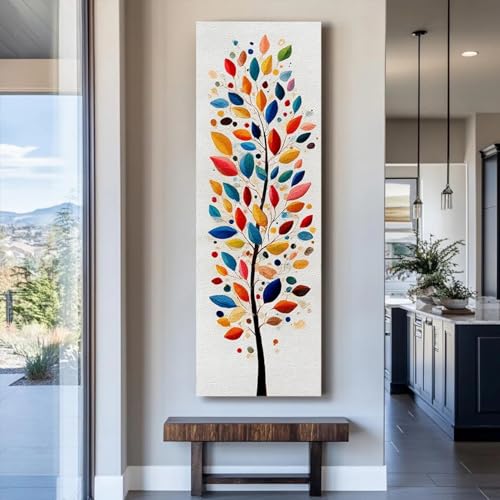 Tableau abstrait vertical d'exception 30x90 art mural minimaliste - 3
