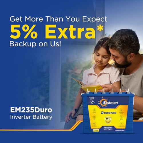 Image of Eastman EM235Duro 235Ah DuroTec Tall Tubular Inverter Battery | Ultra Heavy Duty | 180-Month Warranty | Built for High Load | Works with 700VA-2000VA Inverters