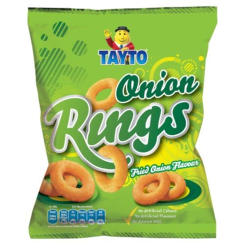 Tayto Onion Rings, Fried Onion Flavoured Snacks, 40g (1.41oz), Pack of 8