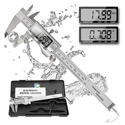 Calibres Digitales 150 mm /6 Pulgada REEXBON Calibre Pie De Rey Digital Acero Inoxidable Gran Pantalla LCD Precisión 0.01mm/0.0005 inch Medición de Diámetro Interior Exterior Profundidad y Escalera