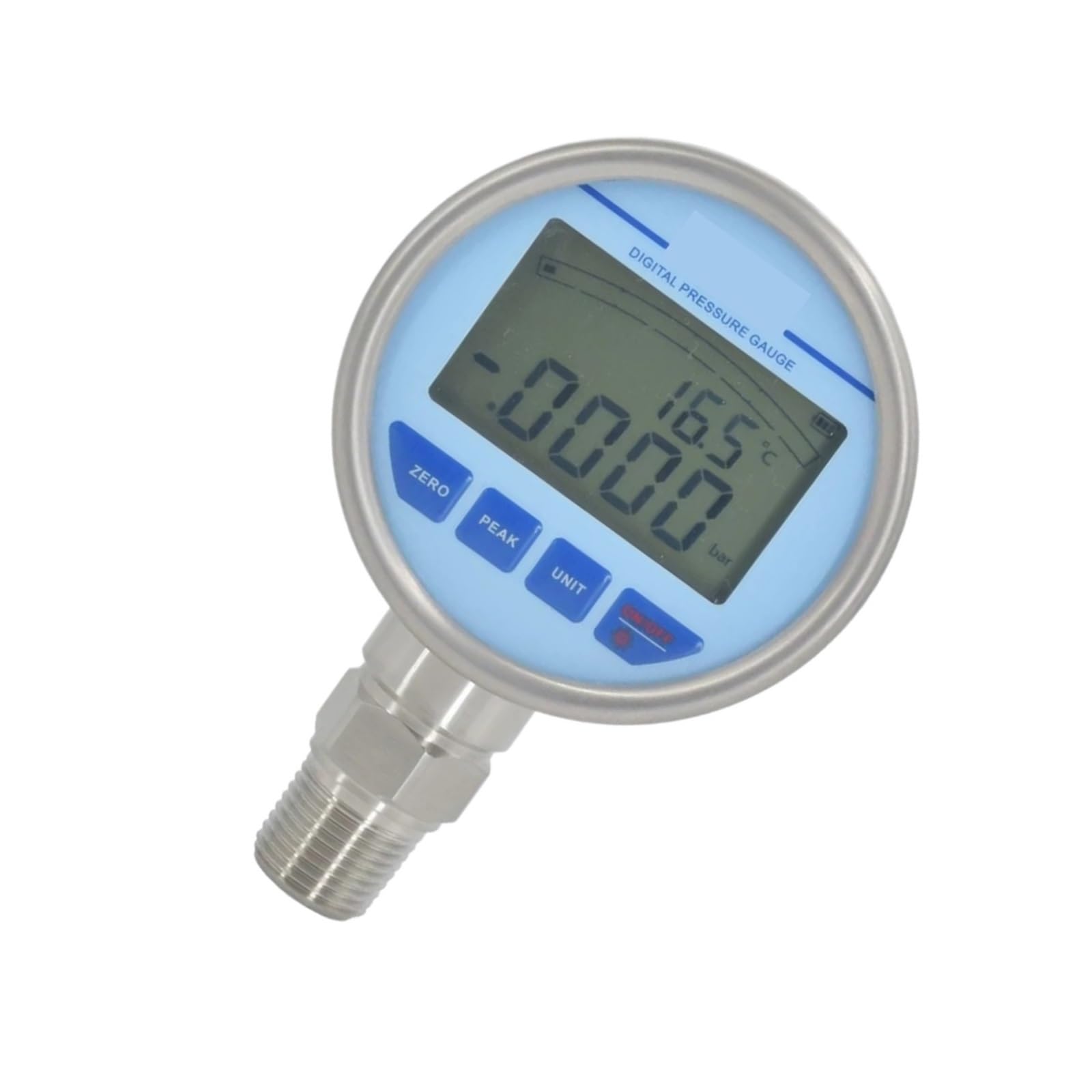 Edelstahl-Manometer, Genauigkeit 0,2% Manometer LCD-Display Temperaturmessung Digitaler Luft-Öl-Wasser-Druck(0-100Mpa)
