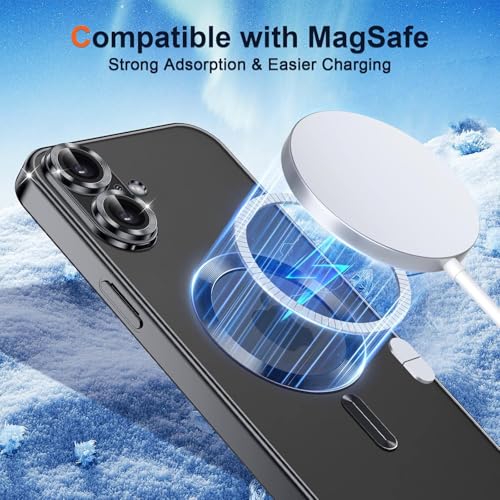 Image of VONZEE Compatible with iPhone 17 Case, MagSafe Compatible Transparent Shockproof Back Cover, Anti-Yellow Slim Protective Case with Camera Protection, Clear Magnetic Phone Case, Black