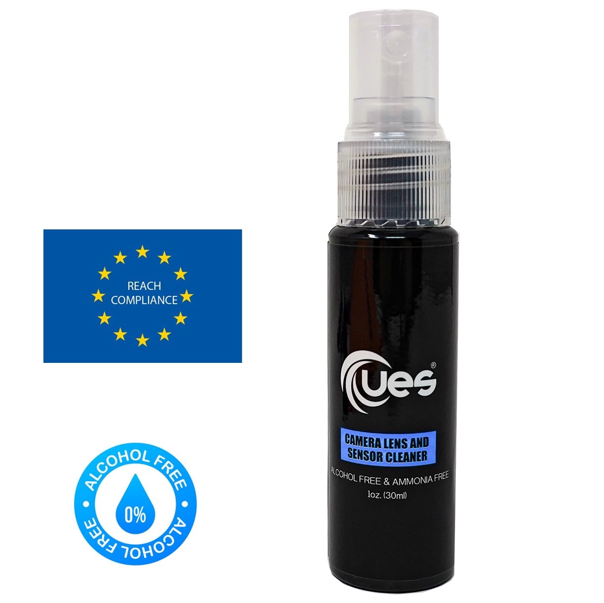 UES DKL24 Kamera Reinigungsset für Vollformat: 10x 24mm Sensor-Swabs, 30ml Reiniger, Blasebalg, Lens-Pen, 5X Mikrofasertücher, Optikpapier & wasserdichtes Etui (Kompatibel mit Sony, Canon, Nikon)