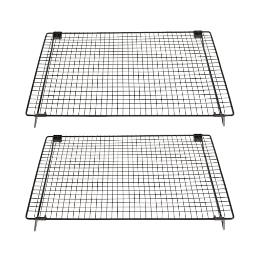 budimer Set of 2 Cooling Racks with Folding Legs,for Cooking, Roasting, Drying, Rust-Resistant Non-Stick Cooling Grilling for Baking,17 x 11.2 inches,Black(2) by budimer - Used condition - US$21.52