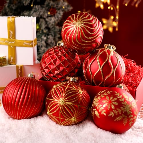 Lanpn 6 STK 15cm Große Weihnachtskugeln für Draußen, Grosse Weihnachtsbaum Kugeln Aussen, XXL Christbaumkugeln Outdoor… – Ansicht 2