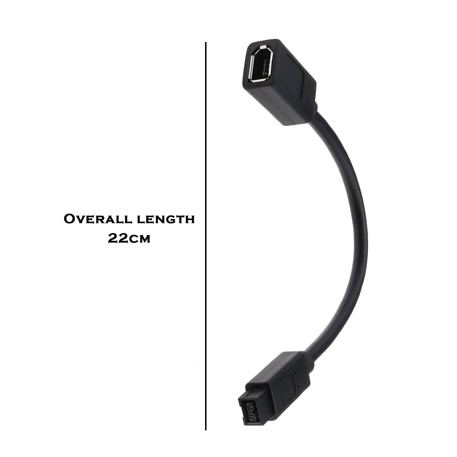 ECSiNG Cavo IEEE 1394 6 Pin Femmina A 1394 9 Pin Maschio Firewire Da 400 A 800 Cavo Convertitore Adattatore Trasferimento Dati Compatibile Con MacBook Pro 22 Cm Nero