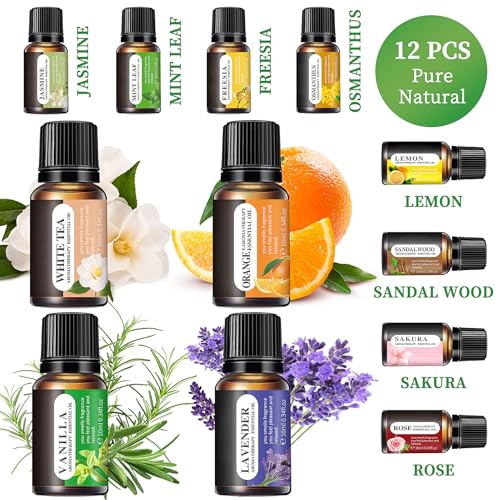 Essential Oils Set 12 Scents 10 ML Bottles Lavender Lemon Rose Jasmine Vanilla Sandalwood - image 5