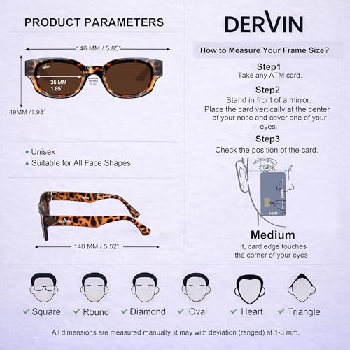 Image of Dervin UV Protection Polarized Rounded Rectangle Sunglasses for Men and Women