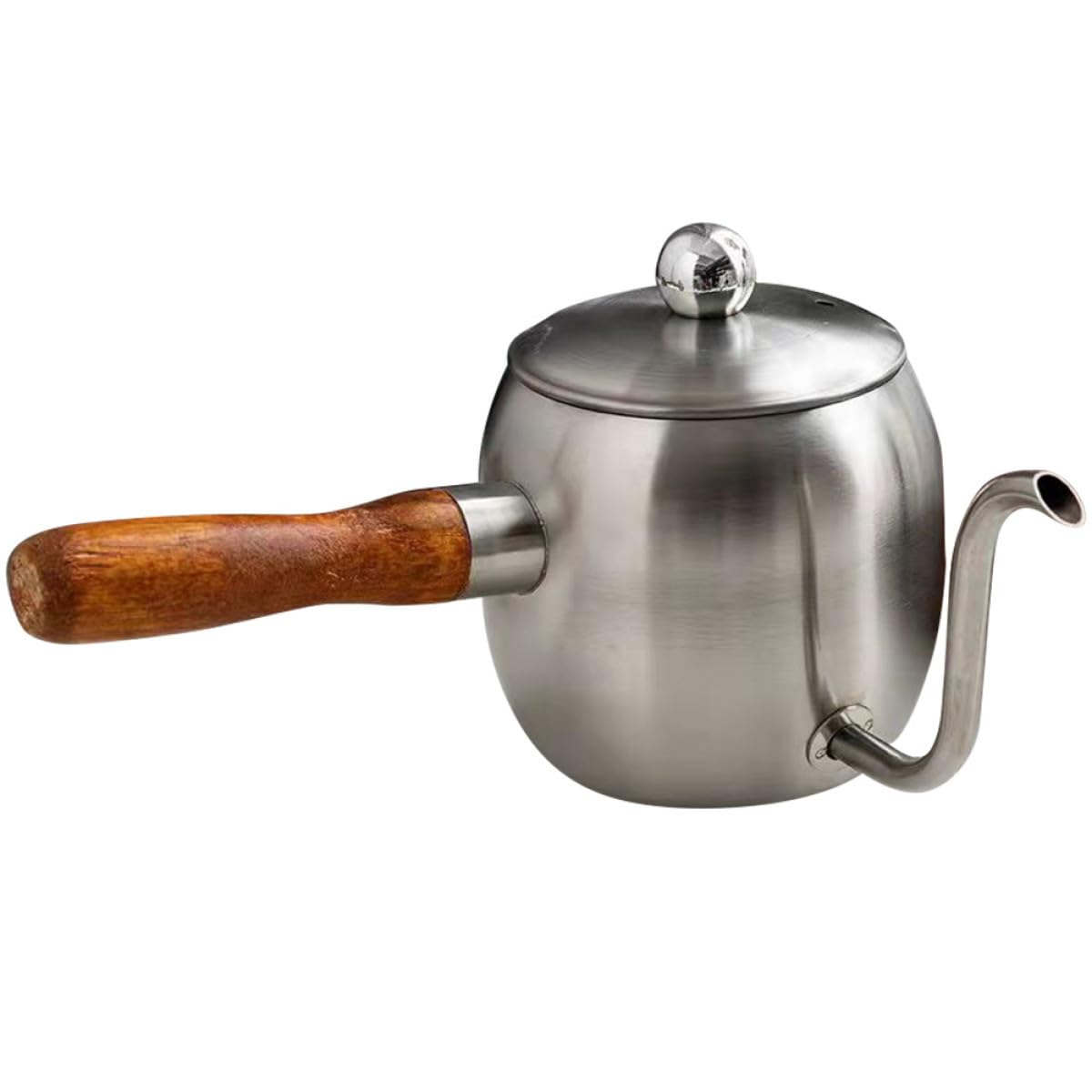 Tetera Pequeña de Café 500 Ml Acero Inoxidable Cuello de Cisne Mango de Madera Resistente para Oficina y Camping Juego Funcional