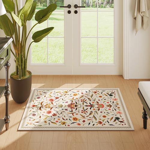 Tapete decorativo beige 60x90 cm, lavable y antideslizante miniatura 2
