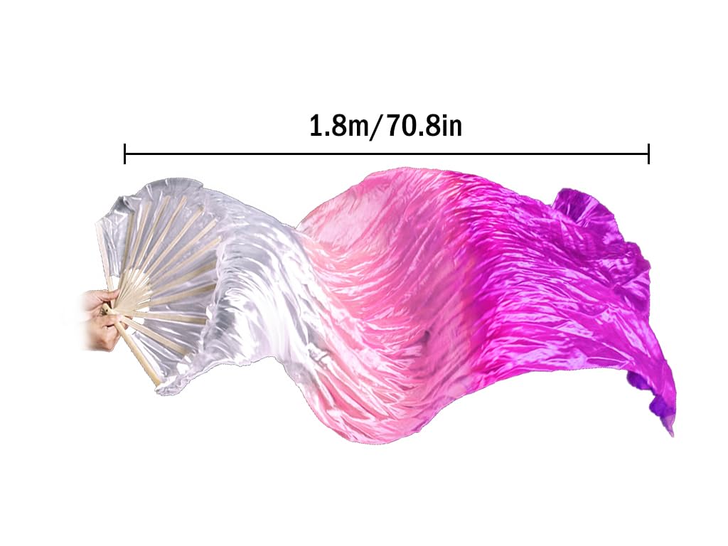 Anlising 1 Paar Fächer Schleier Bauchtanz, Bauchtanz Seide Fan, Lang Tanzfächer, Fächer Bauchtanz Fans, Bauchtanz Seidenfächer, Bauchtanz Schleier Lang Bambus Fan, für Bauch, Nationaltanz